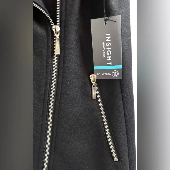 NORDSTROM INSIGHT NEW YORK Moto Asymmetrical Zipper Wool Tunic Vest Blk 10✨NWT✨ - Picture 2 of 9